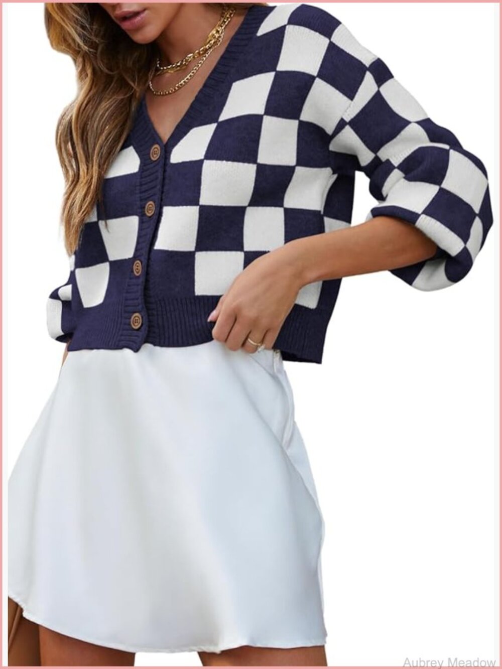 V Neck Button Down Long Sleeve Cable Knit Cropped Cardigan